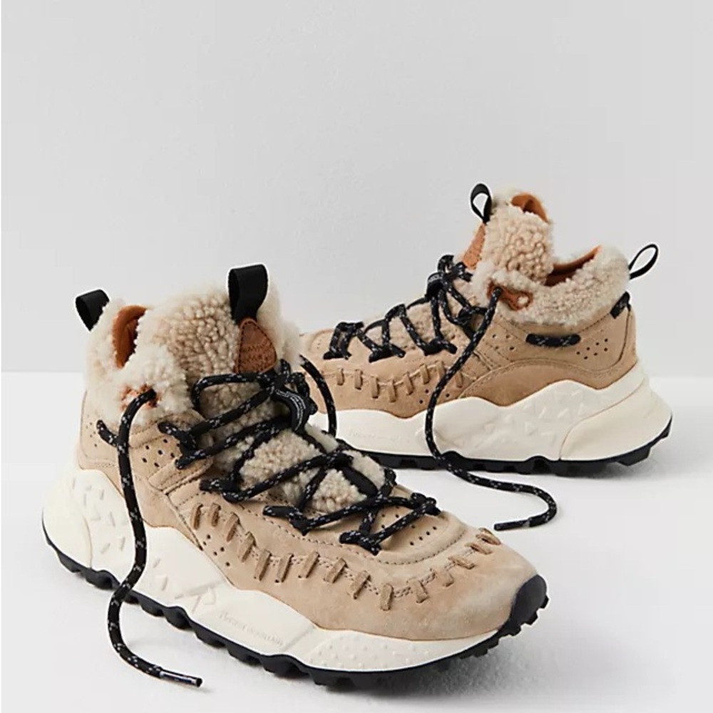 Free People Cream and Tan Sneakers with Cushioned Midsole